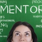 Mentor word cloud concept blackboard