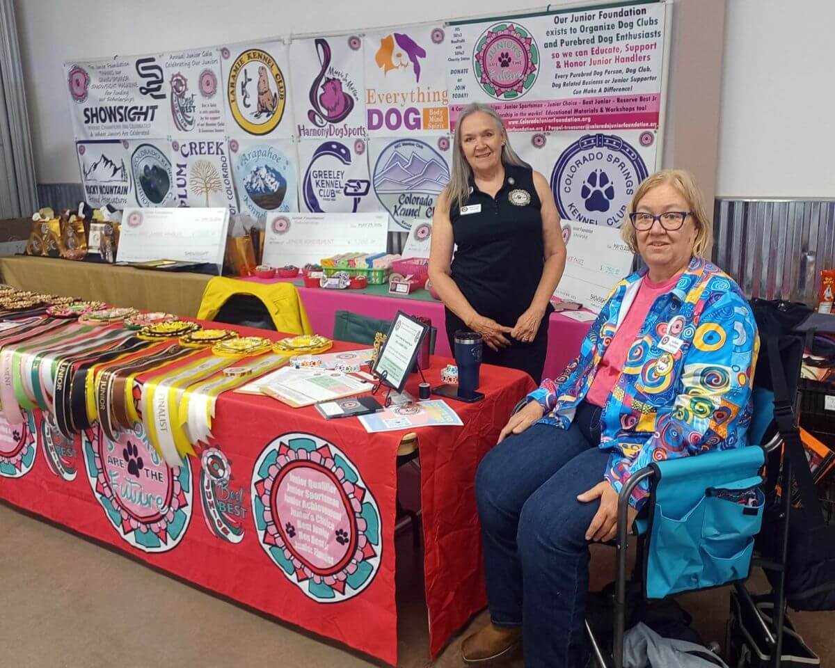 (pictured standing) Marlene Groves, Junior Foundation President, and (seated) JoDee Putnins, Gala Chair, Junior Foundation Secretary, and Laramie Kennel Club Member