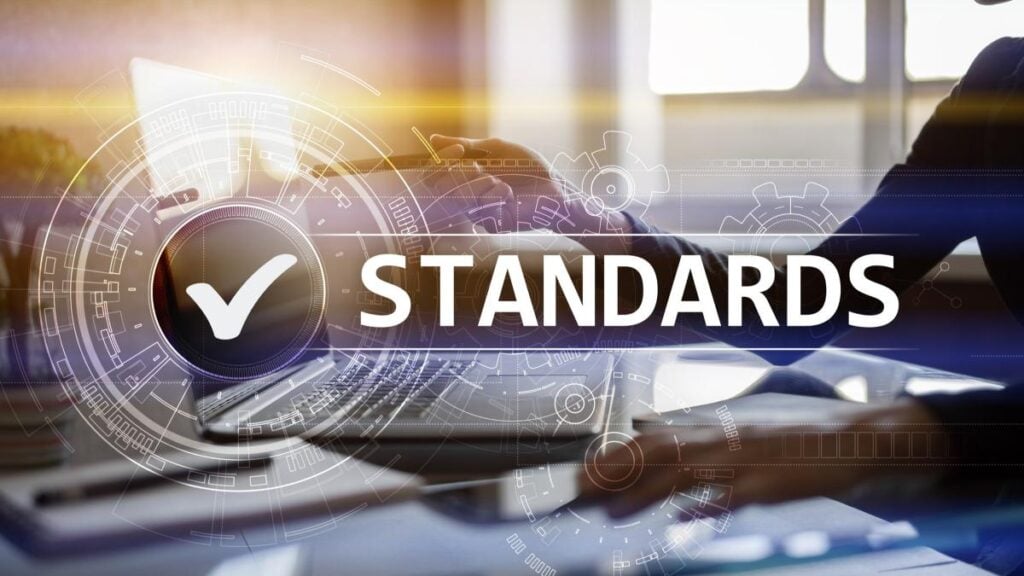 Standards, Quality Control, Assurance, ISO, Checkbox on virtual screen.