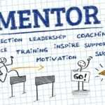 Mentor, Mentoring. Chart with english keywords, drawing
