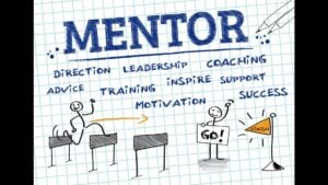 Mentor, Mentoring. Chart with english keywords, drawing
